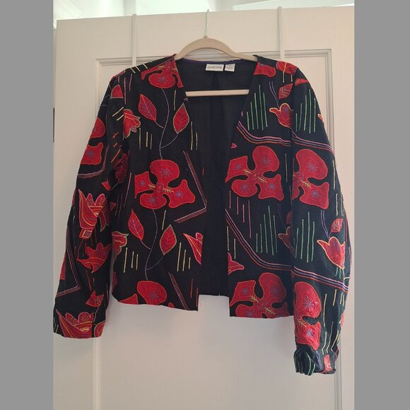 Plus Size Cropped Jacket with Embroidery - Picture 1 of 3